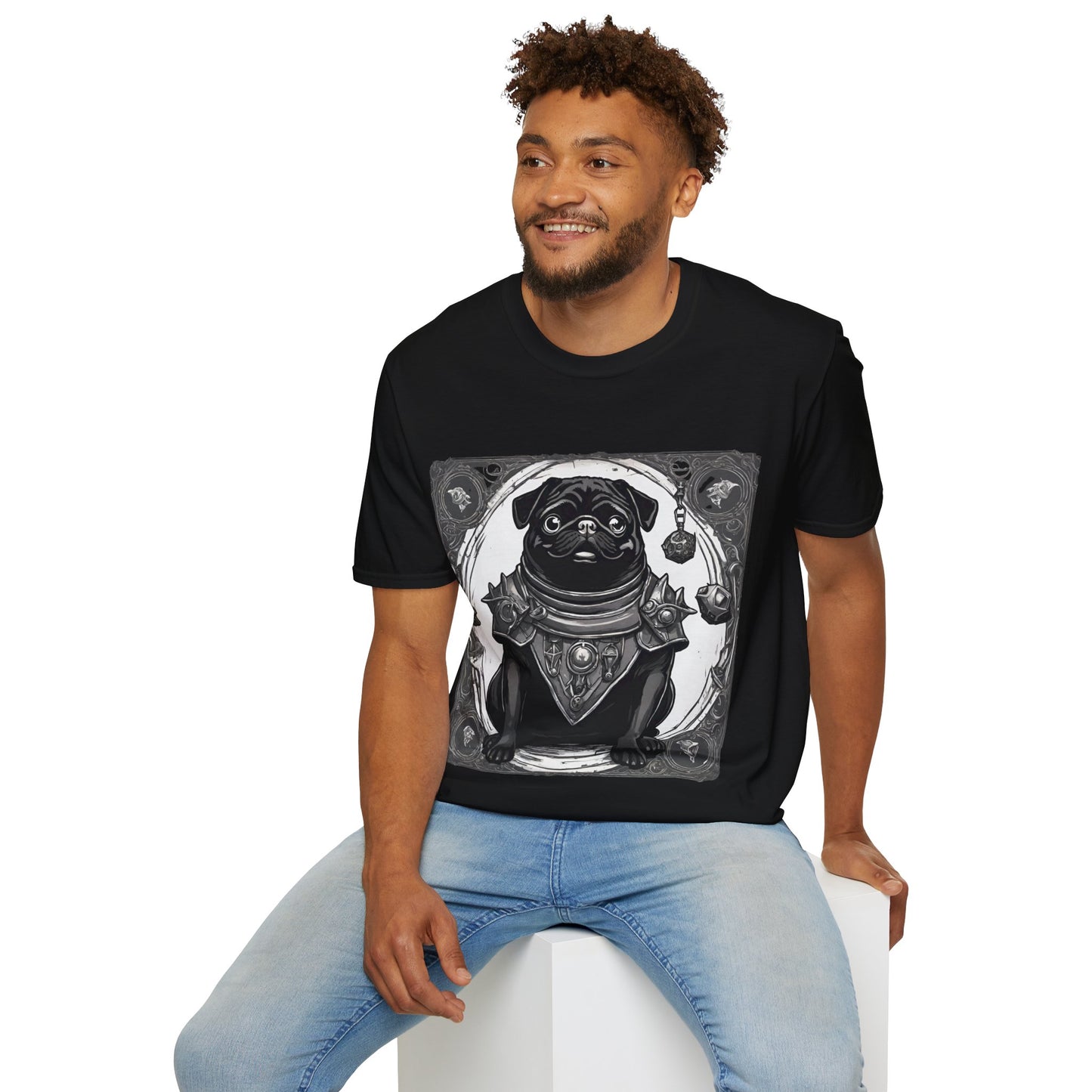 Black and White Pug RPG Short Sleeve Shirt