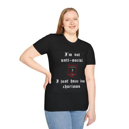 Black I'm Not Anti-Social, I Just Have Low Charisma Short Sleeve Shirt - Gothic