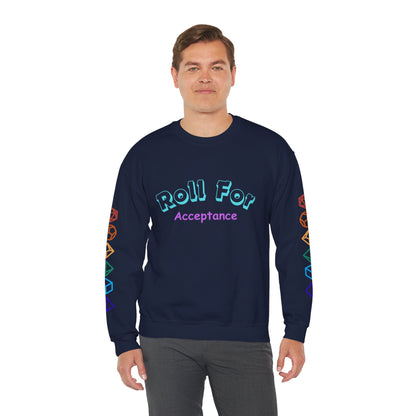 Roll For Acceptance Gay Pride Dragon Crewneck Sweatshirt