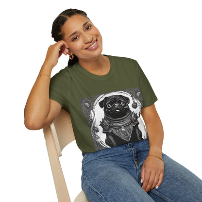 Black and White Pug RPG Short Sleeve Shirt