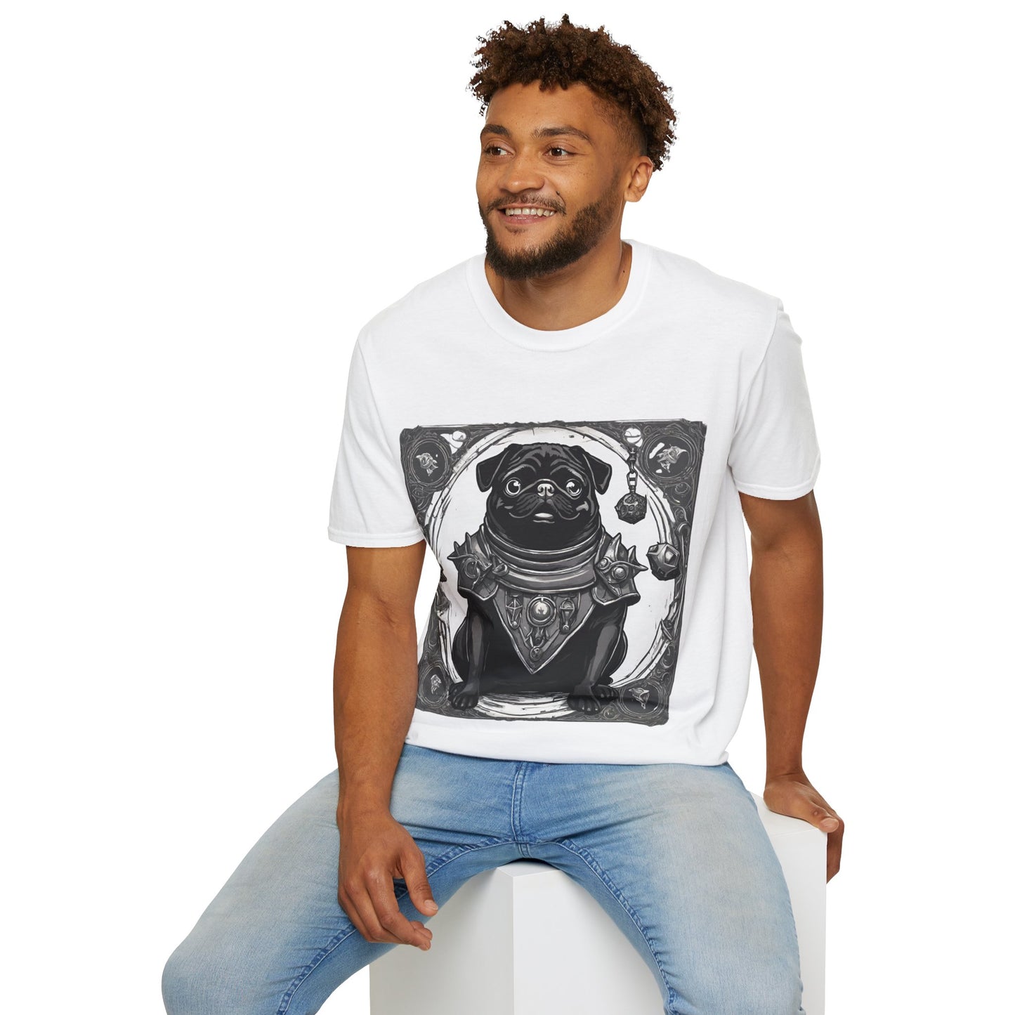 Black and White Pug RPG Short Sleeve Shirt