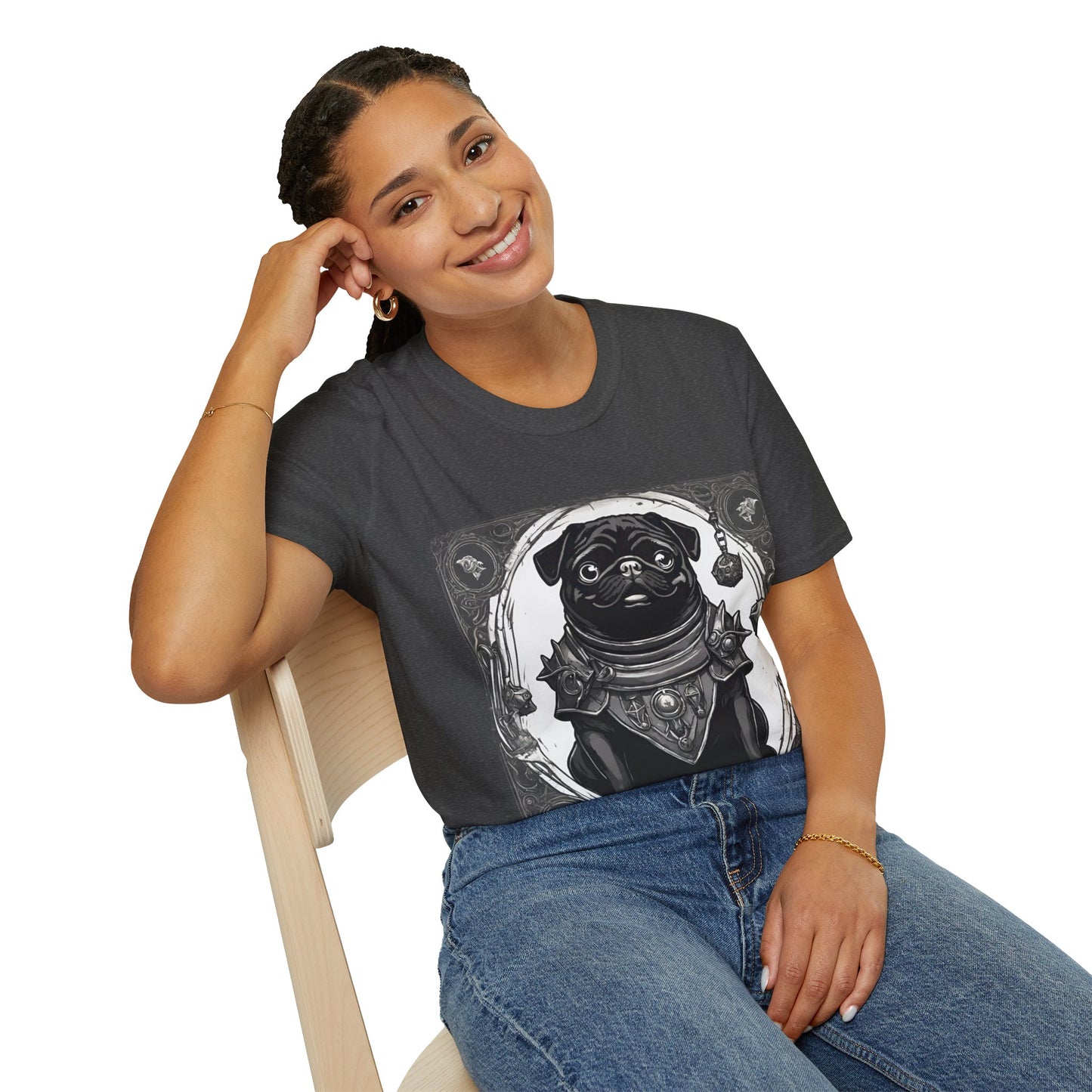 Black and White Pug RPG Short Sleeve Shirt