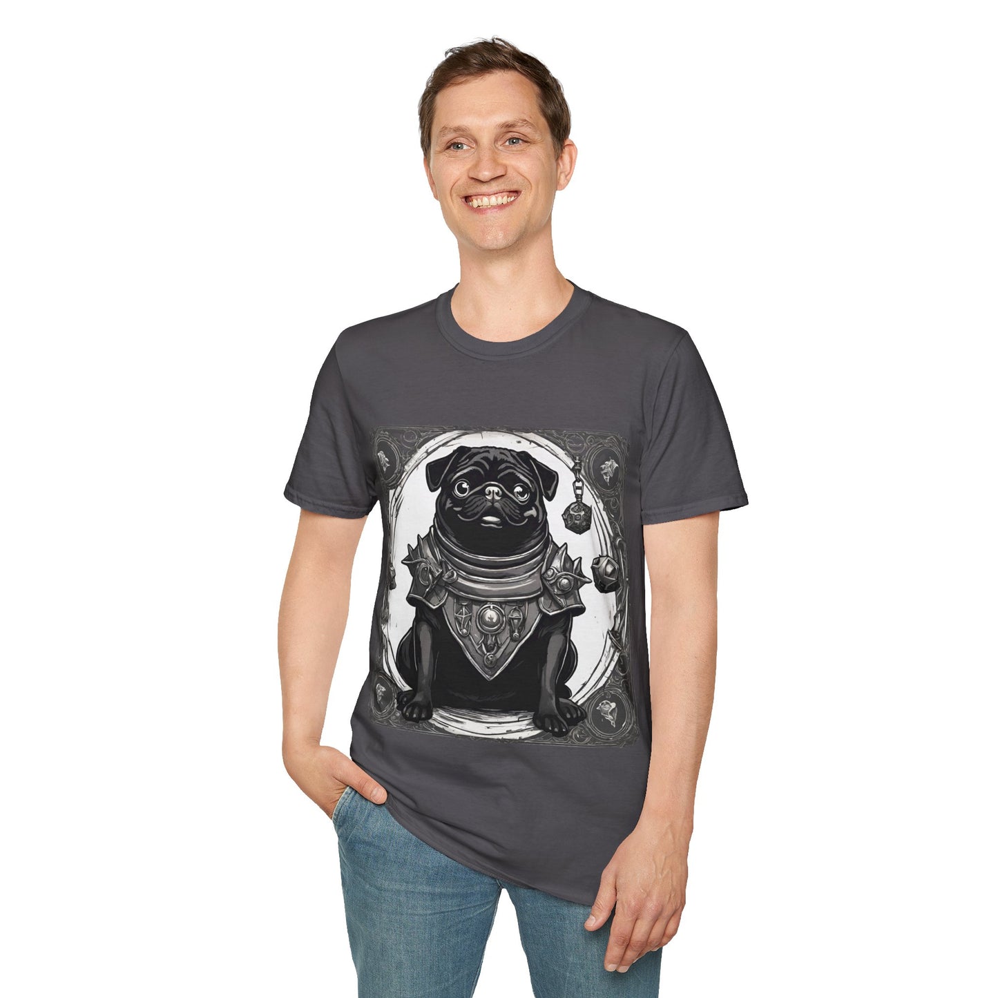 Black and White Pug RPG Short Sleeve Shirt