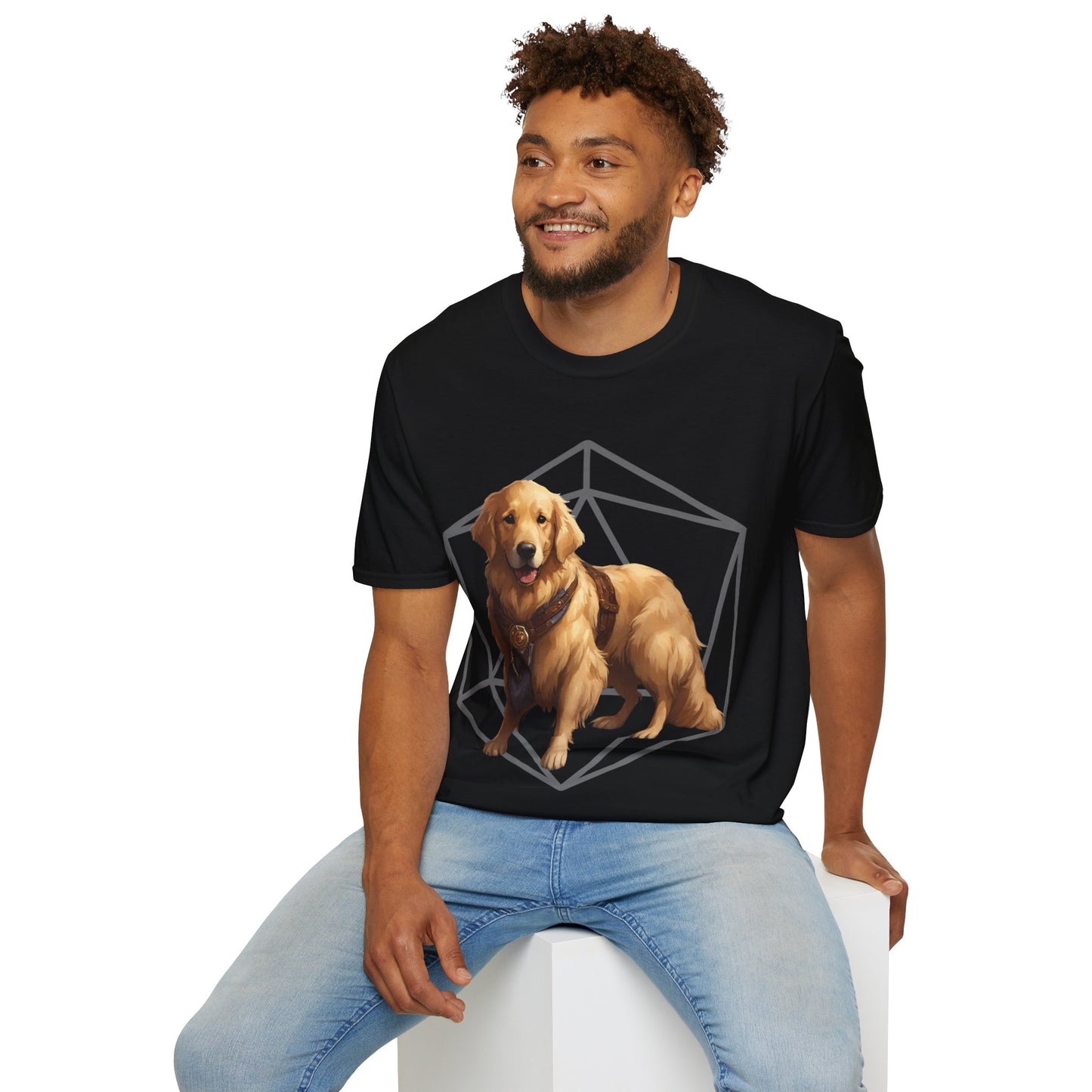 Golden Retriever Fantasy D20 Short Sleeve Shirt