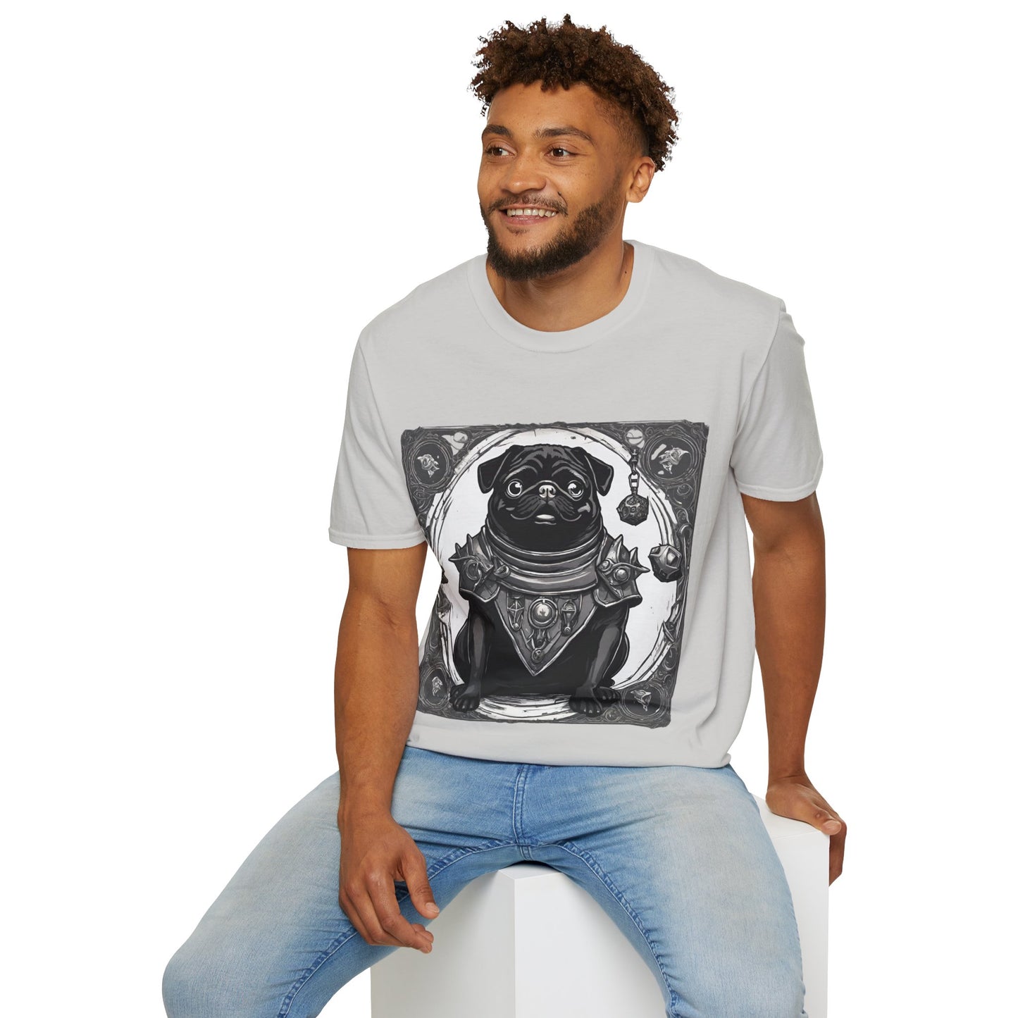 Black and White Pug RPG Short Sleeve Shirt