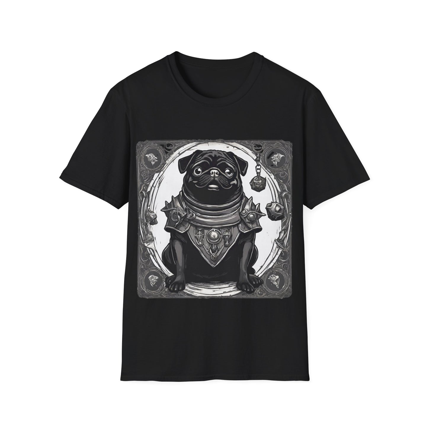 Black and White Pug RPG Short Sleeve Shirt