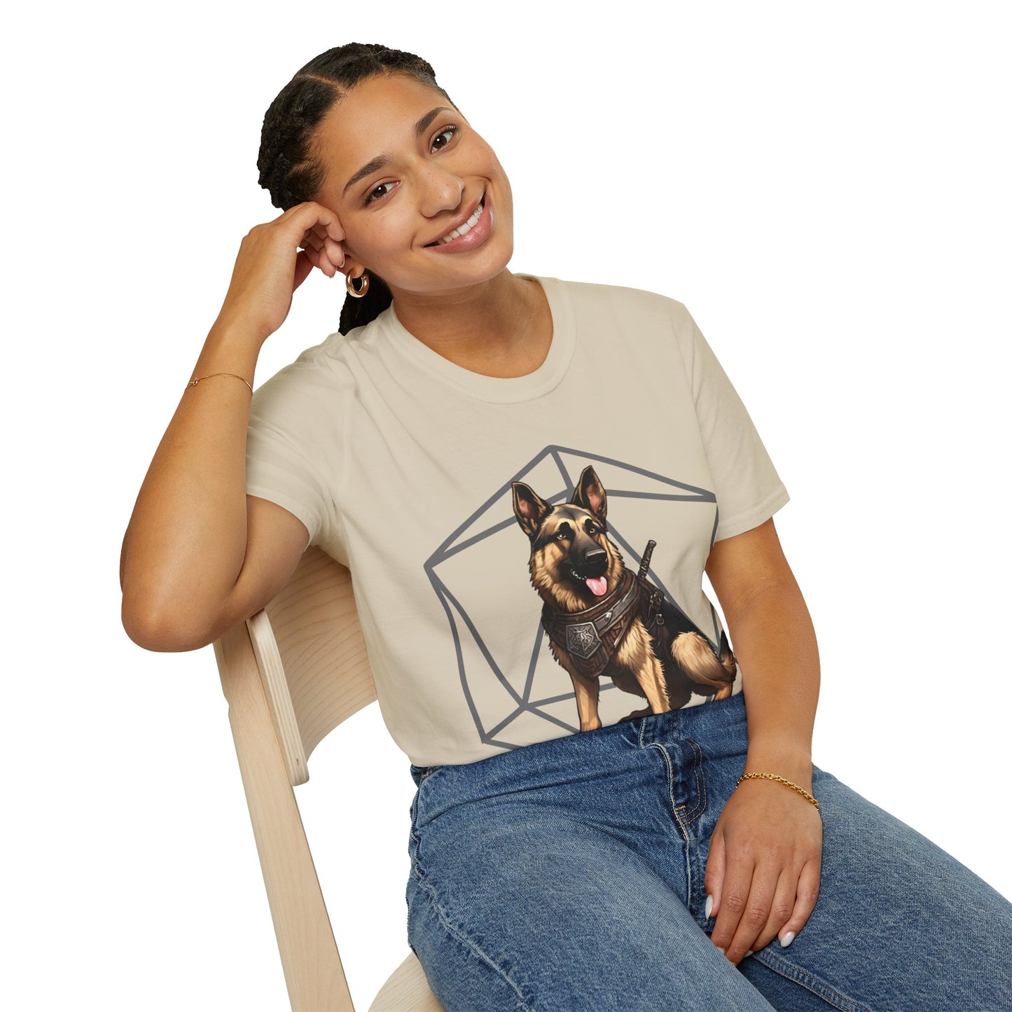 German Shepherd Fantasy D20 Short Sleeve Shirt