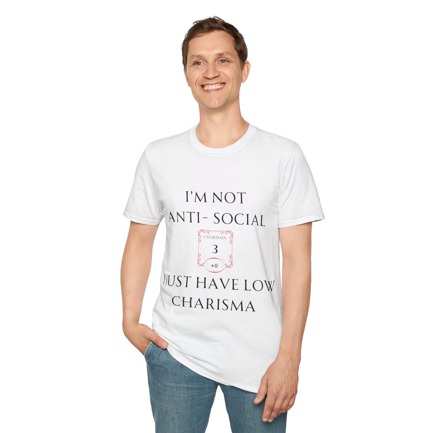 White I'm Not Anti-Social, I Just Have Low Charisma Short Sleeve Shirt - Classic