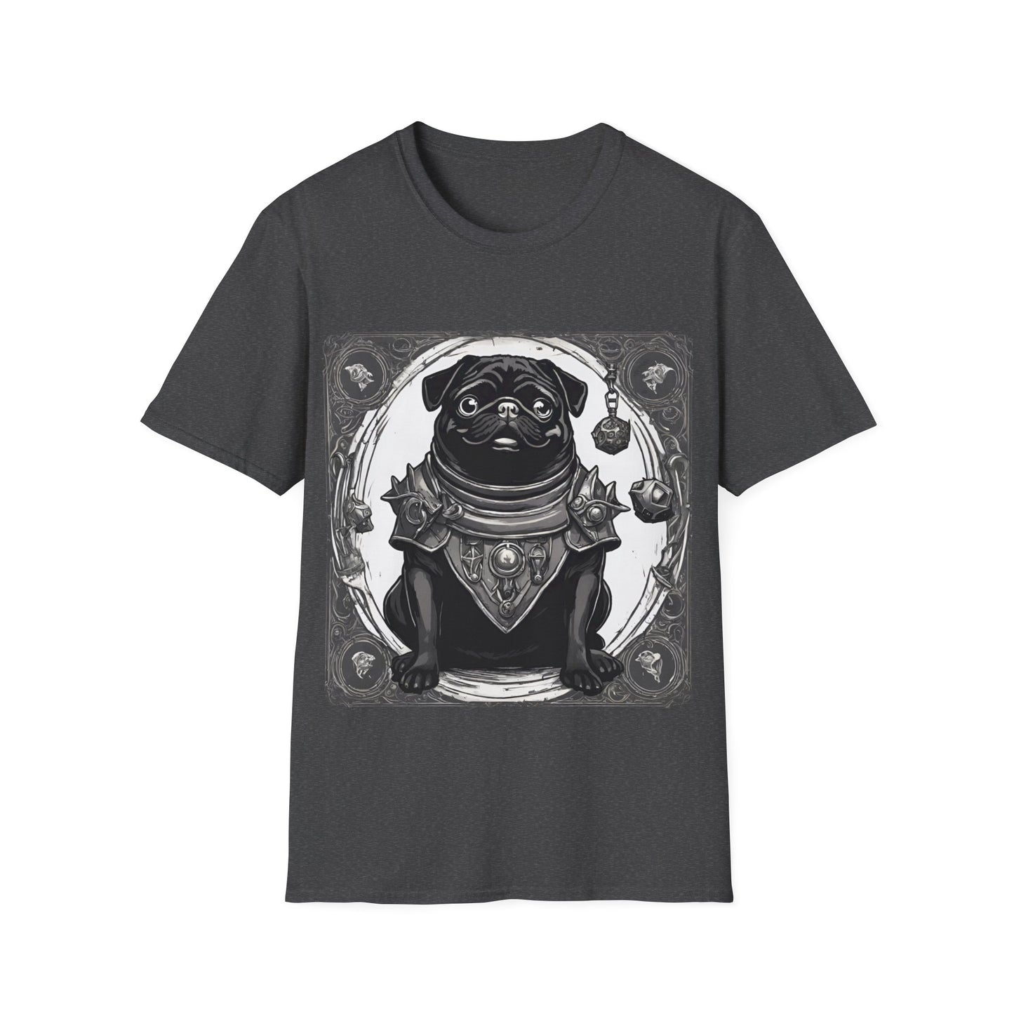 Black and White Pug RPG Short Sleeve Shirt