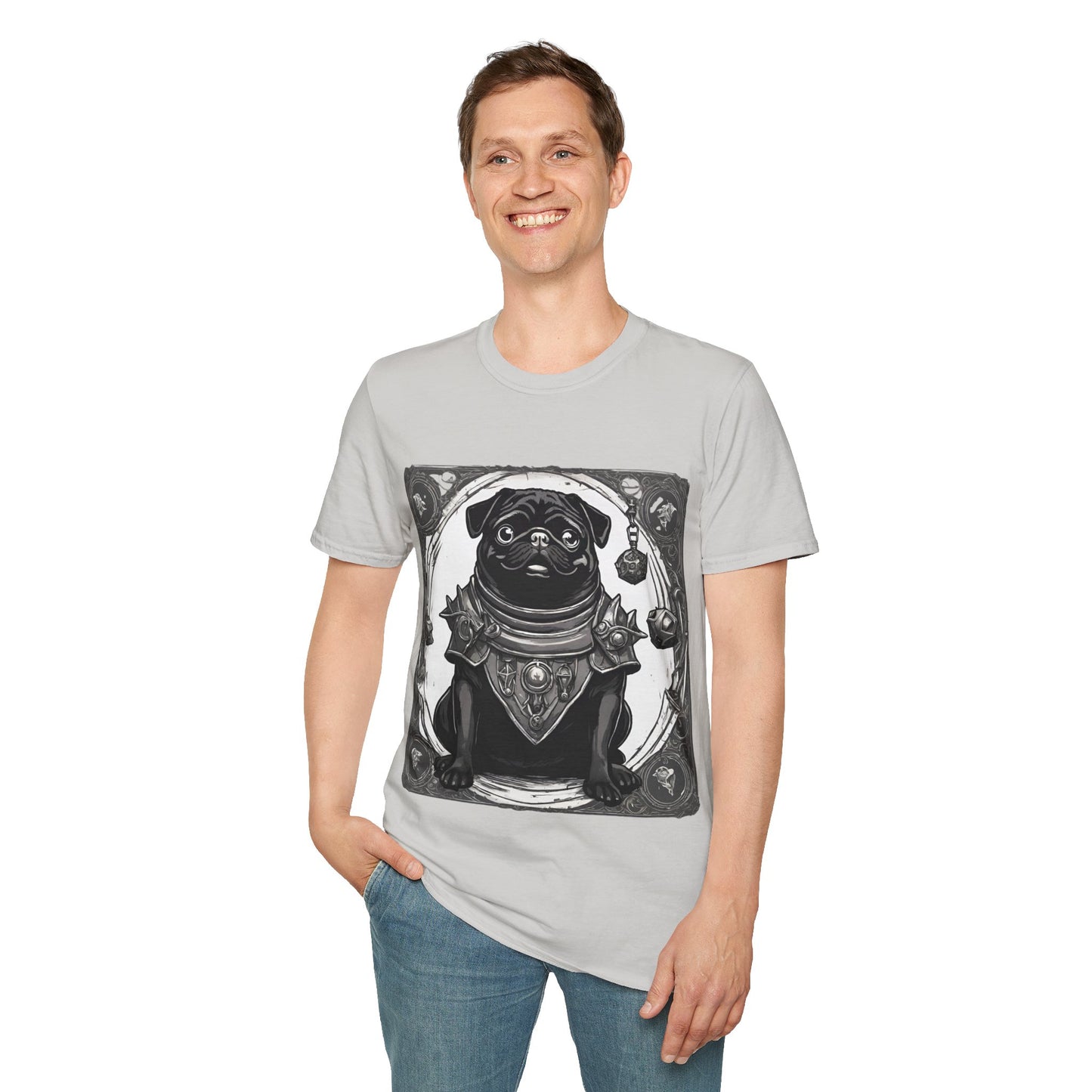 Black and White Pug RPG Short Sleeve Shirt