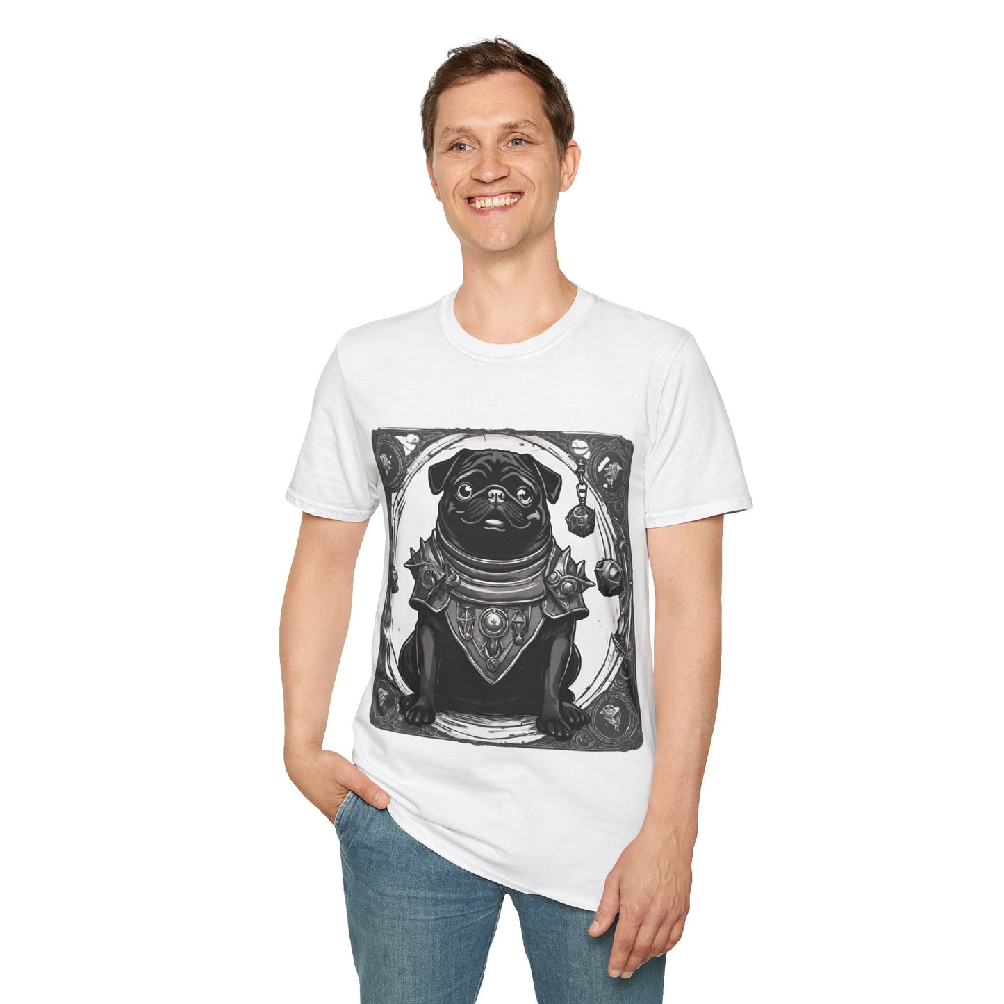 Black and White Pug RPG Short Sleeve Shirt