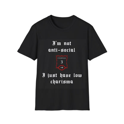 Black I'm Not Anti-Social, I Just Have Low Charisma Short Sleeve Shirt - Gothic