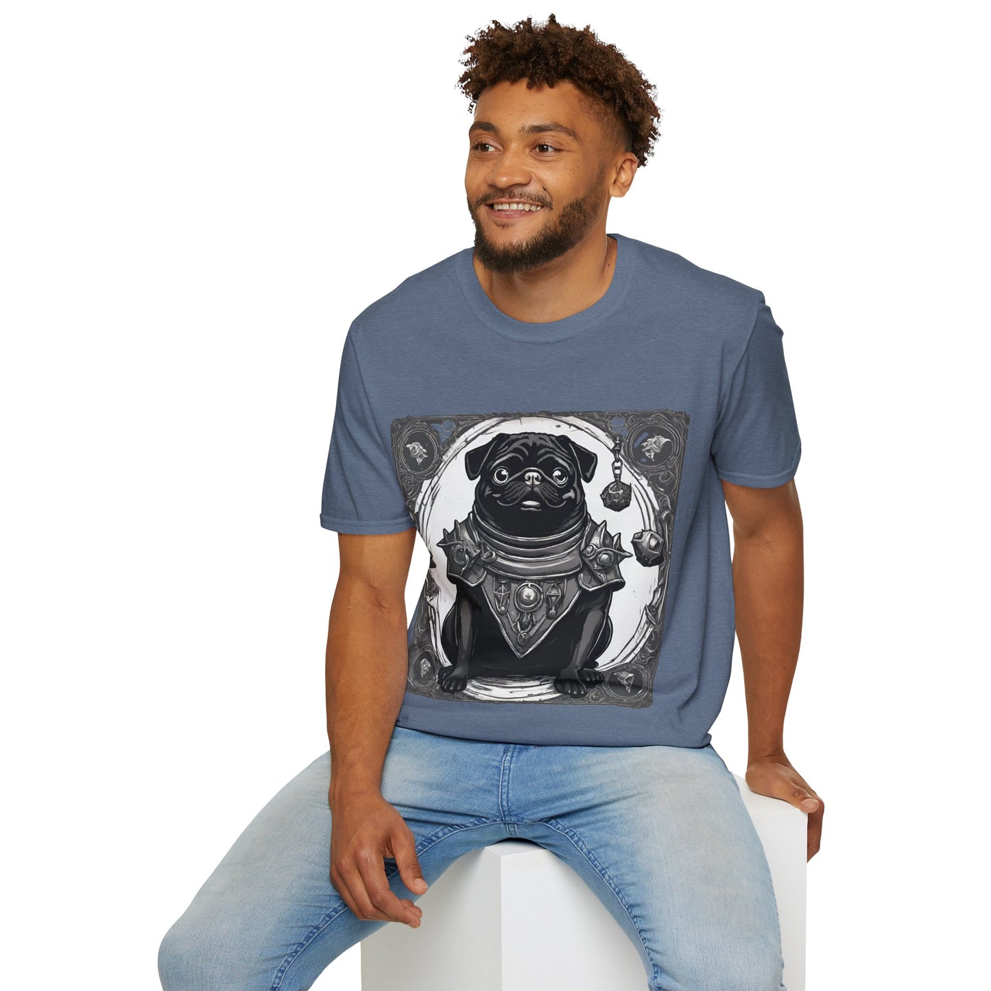 Black and White Pug RPG Short Sleeve Shirt