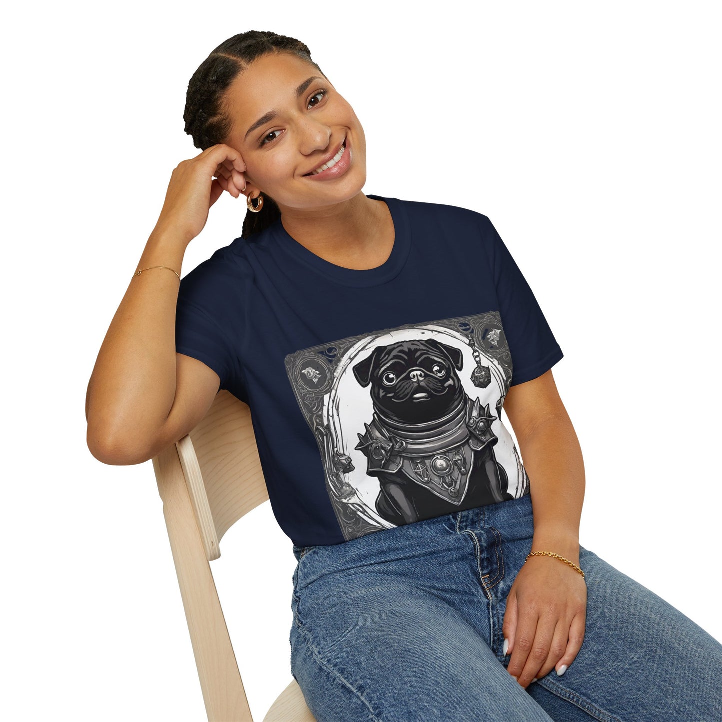 Black and White Pug RPG Short Sleeve Shirt