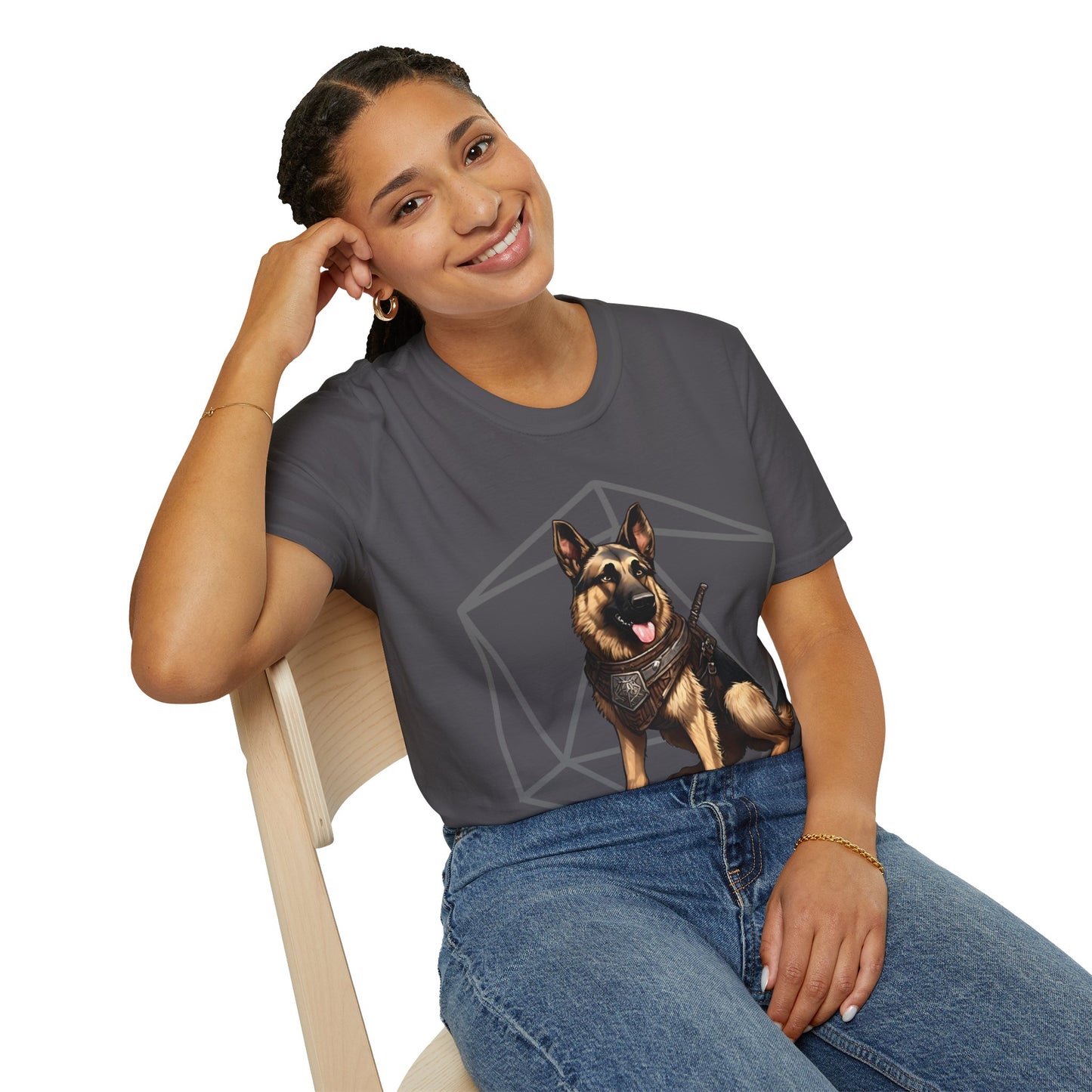 German Shepherd Fantasy D20 Short Sleeve Shirt