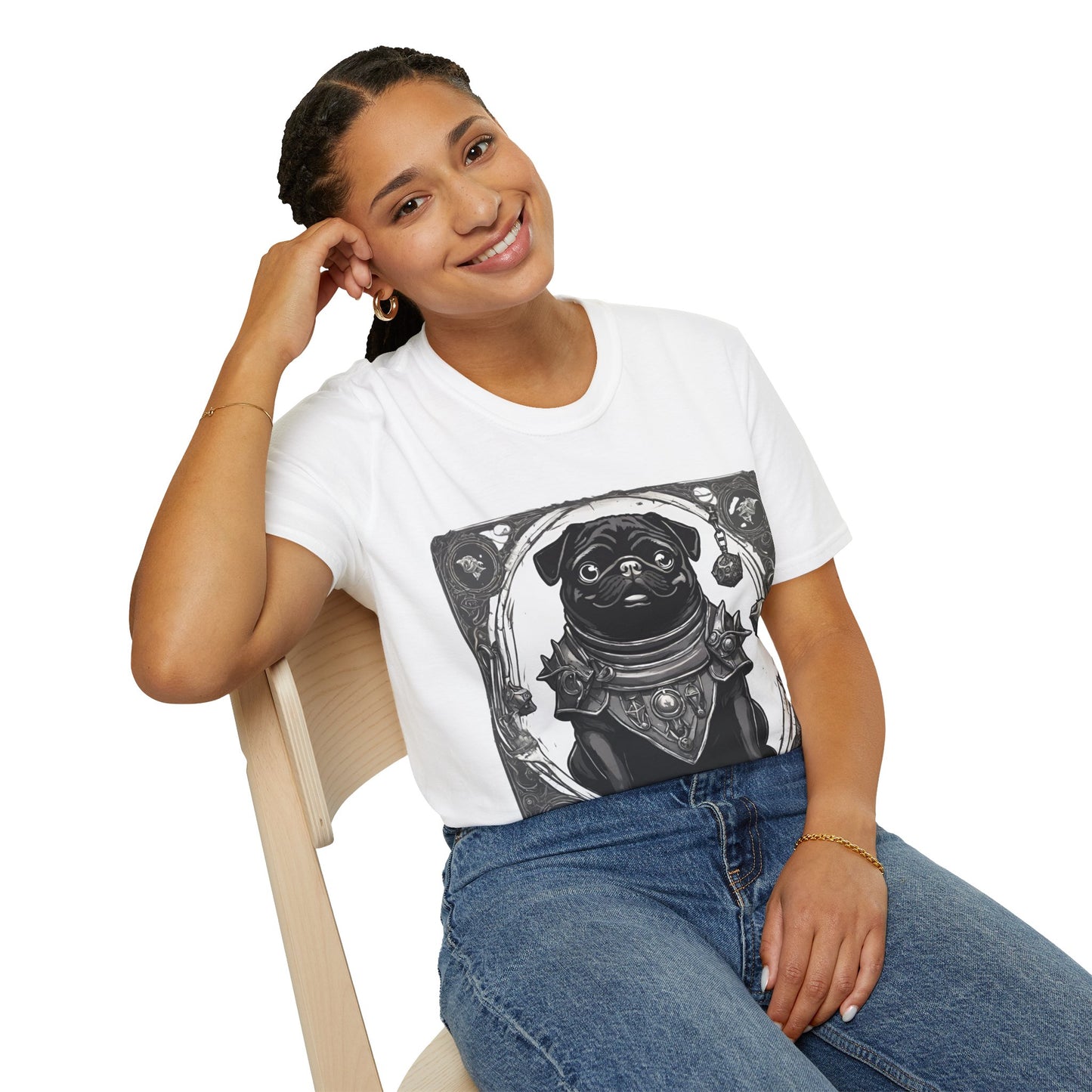 Black and White Pug RPG Short Sleeve Shirt