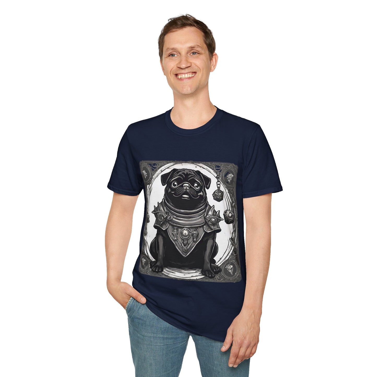 Black and White Pug RPG Short Sleeve Shirt