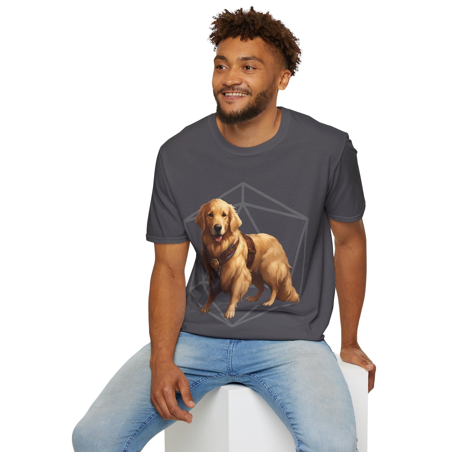 Golden Retriever Fantasy D20 Short Sleeve Shirt