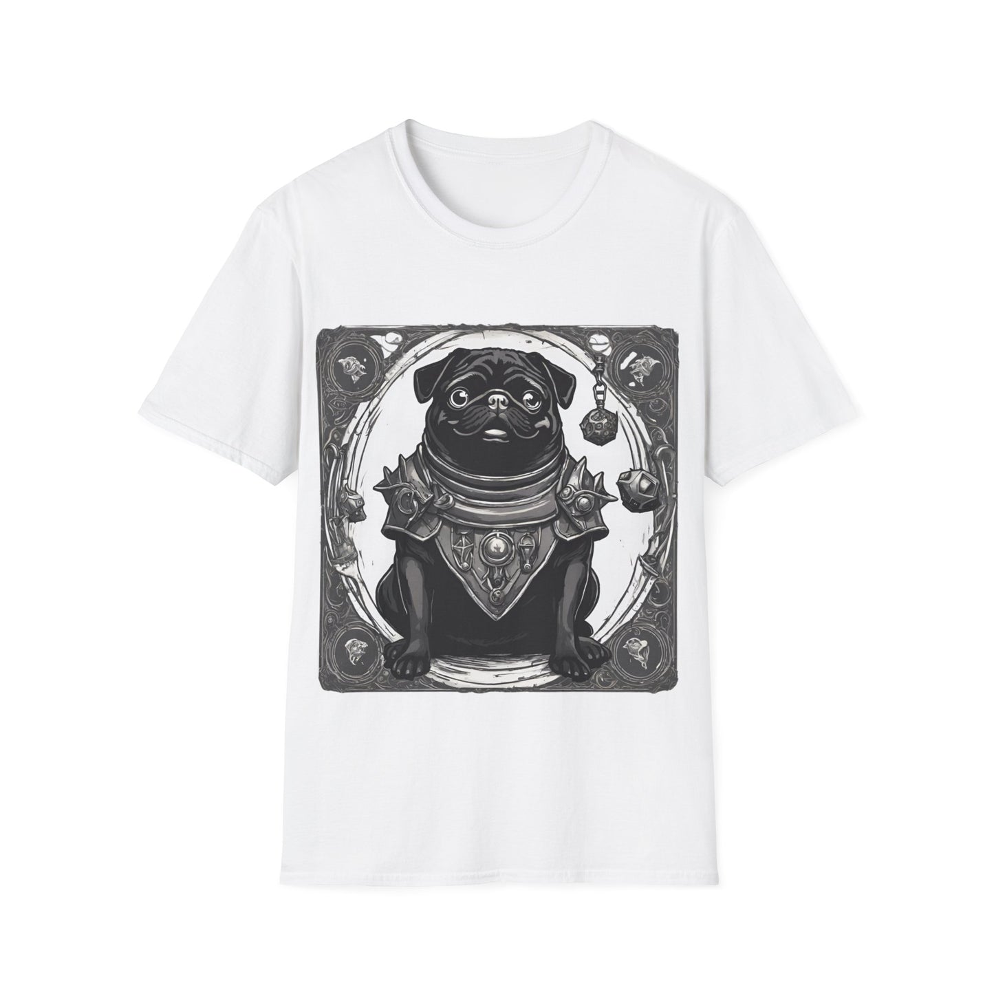 Black and White Pug RPG Short Sleeve Shirt