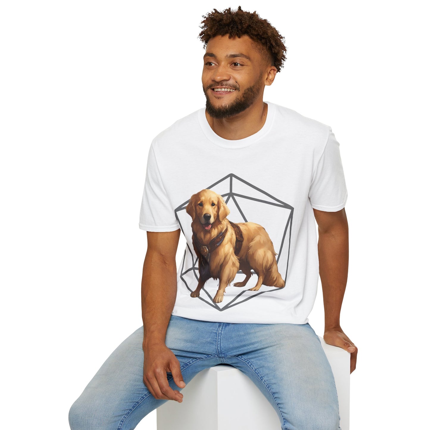 Golden Retriever Fantasy D20 Short Sleeve Shirt