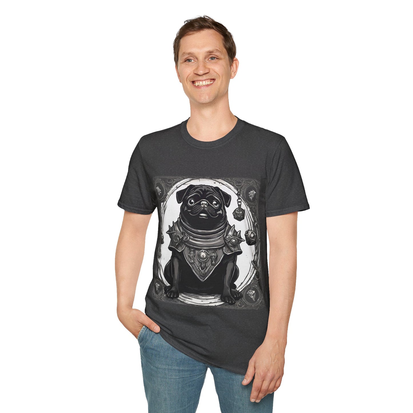 Black and White Pug RPG Short Sleeve Shirt