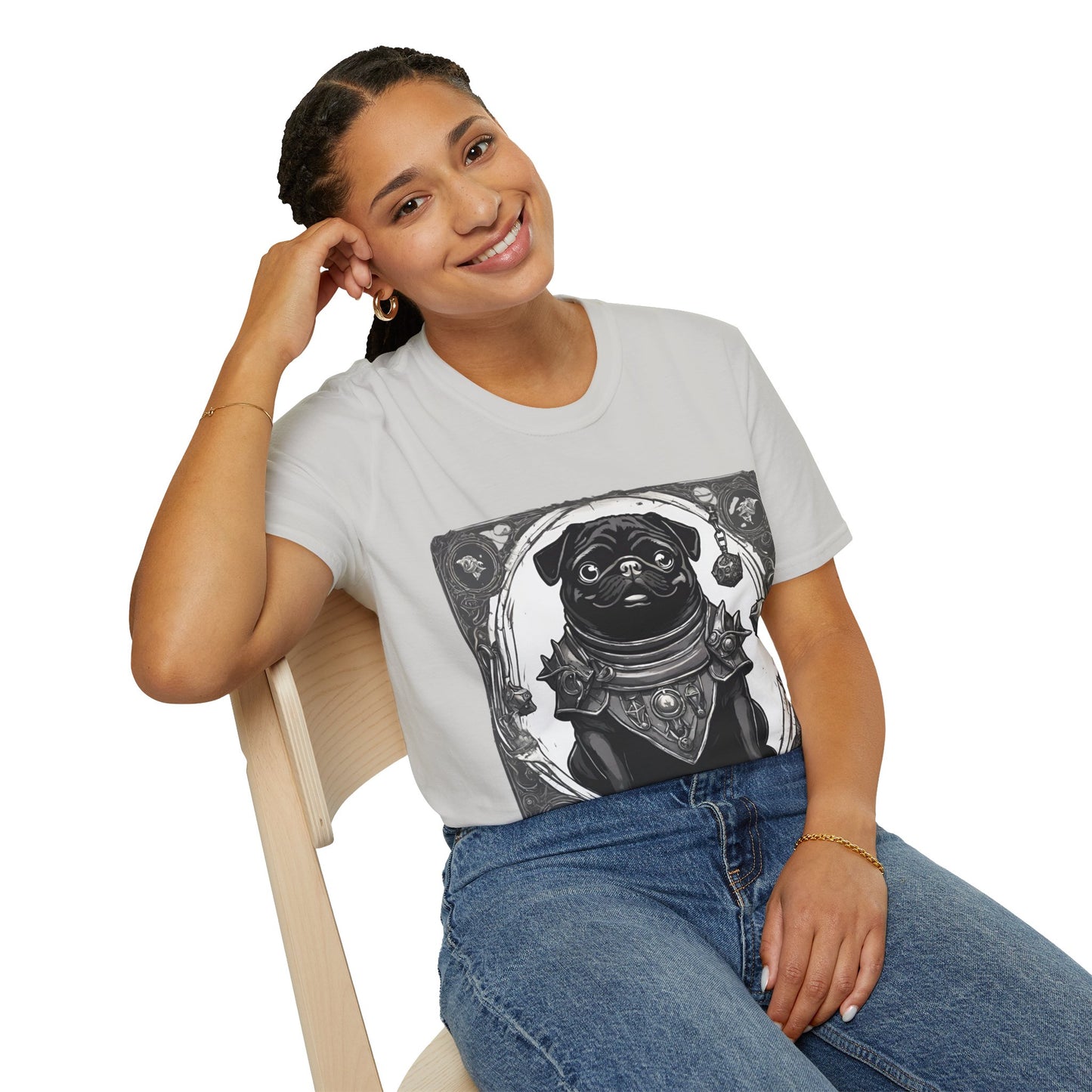 Black and White Pug RPG Short Sleeve Shirt